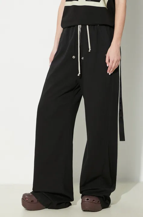 Hlače Rick Owens Knit Pants Geth Belas za žene, boja: crna, ravni kroj, visoki struk, DS01D1327.RIG.09