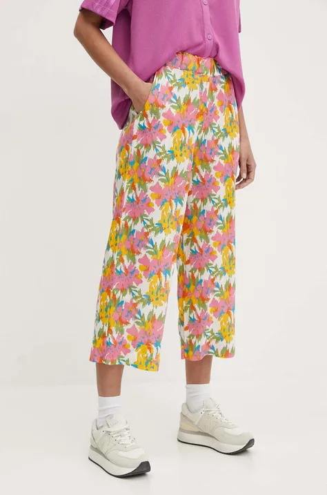 Lanene hlače Picture Tylita boja: ružičasta, ravni kroj, visoki struk, WJS025