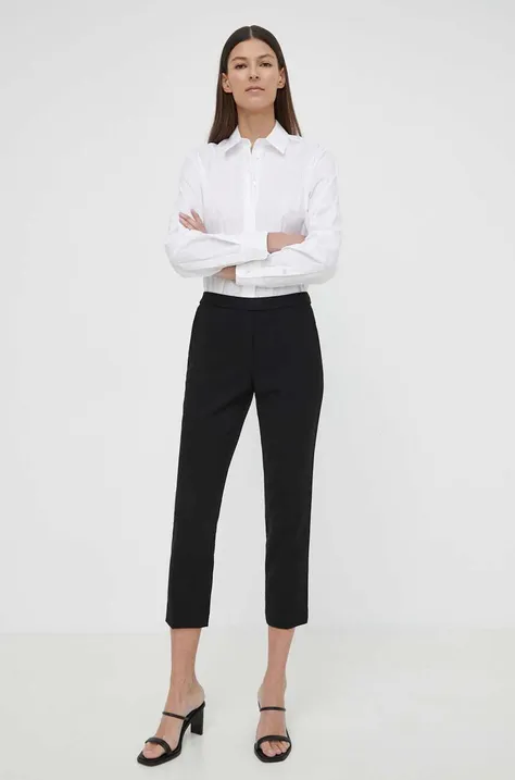 Kalhoty Theory dámské, černá barva, přiléhavé, high waist