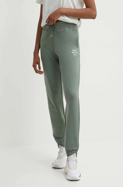 Casall pantaloni da jogging in cotone colore verde con applicazione