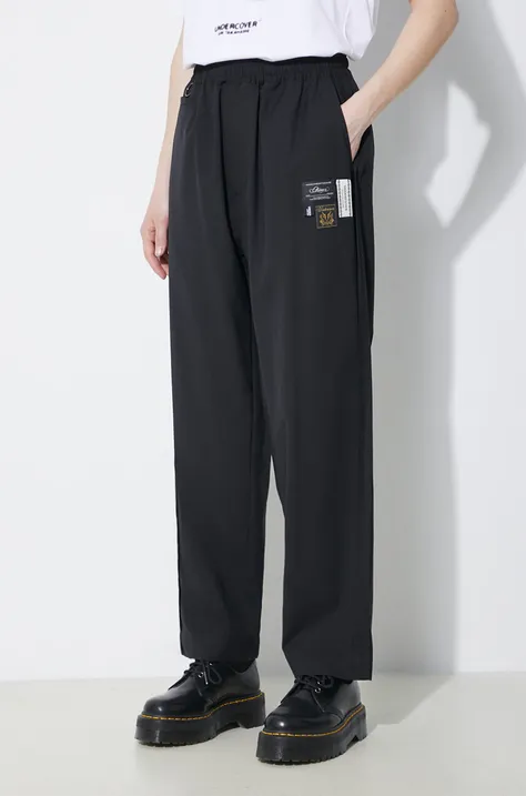 Vunene hlače Undercover Pants boja: crna, široke, visoki struk, UC1D1501.3
