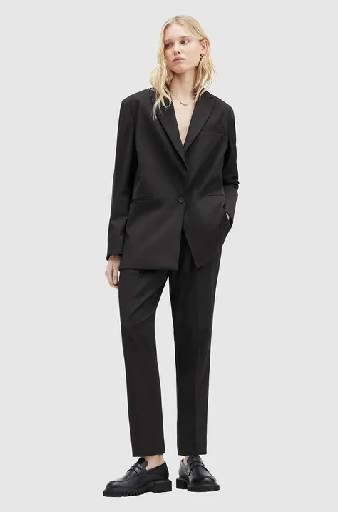 Nohavice AllSaints NELLIE TROUSER dámske, čierna farba, rovné, stredne vysoký pás, WT513Z
