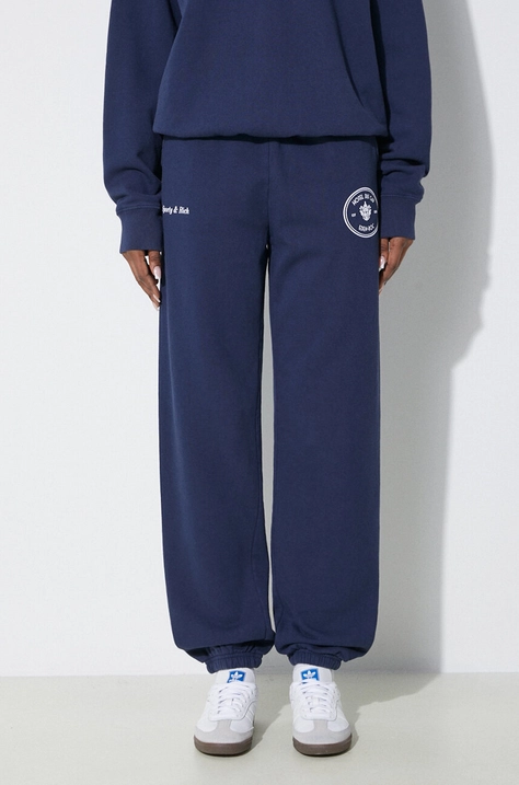 Sporty & Rich pantaloni da jogging in cotone Eden Crest Sweatpants colore blu navy SW1072NA