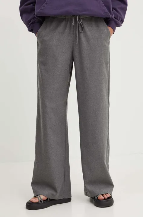Nohavice Hollister Co. dámske, šedá farba, rovné, vysoký pás