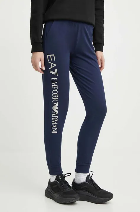 Спортивні штани EA7 Emporio Armani колір синій з принтом