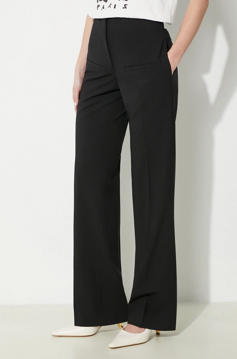 Vlněné kalhoty JW Anderson Front Pocket Straight Trousers černá barva, jednoduché, medium waist, TR0332.PG1321.999