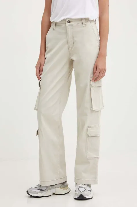 Hollister Co. pantaloni femei, culoarea bej, drept, high waist, KI356-4095-101