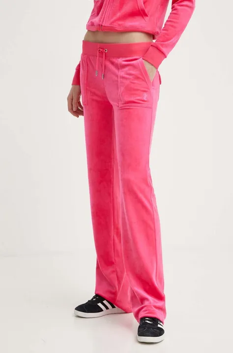 Βελούδινο παντελόνι φόρμας Juicy Couture χρώμα: ροζ, JCAP180EU