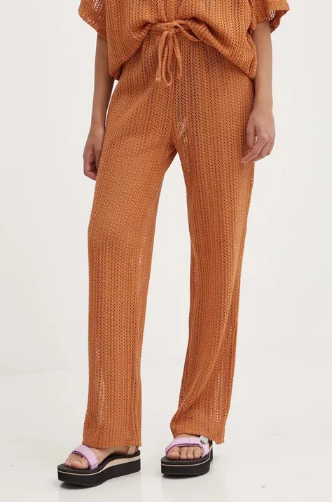 Billabong pantaloni LARGO femei, culoarea portocaliu, drept, high waist, ABJX600226