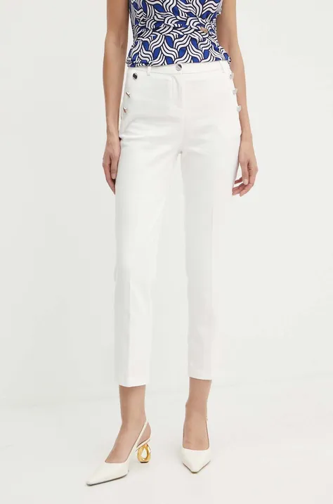 Morgan spodnie PRATY damskie kolor biały dopasowane high waist PRATY