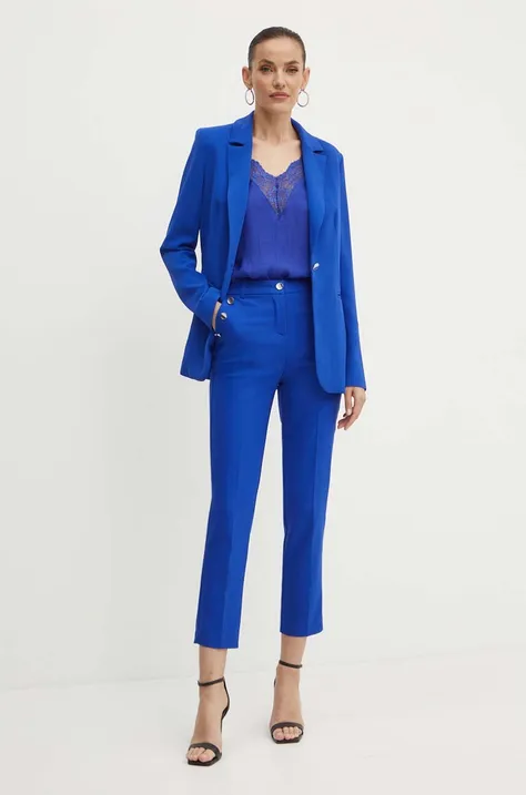 Morgan spodnie PRATY damskie kolor niebieski dopasowane high waist PRATY