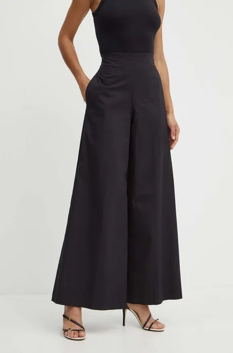 Twinset spodnie damskie kolor czarny szerokie high waist 241TF2012