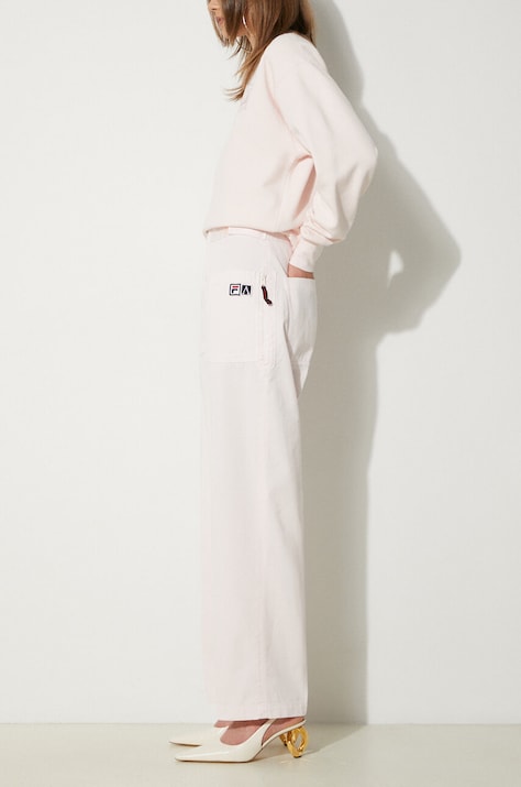 Бавовняні штани Fila Fila x Aries Pant колір рожевий прямі висока посадка 42PS24PA010122690227