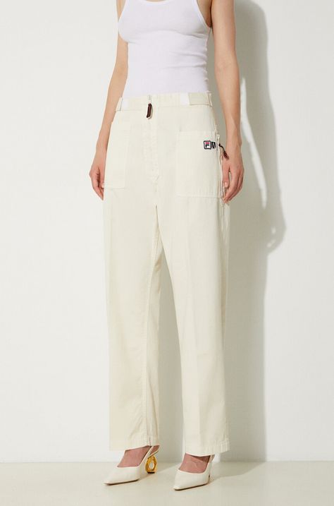 Βαμβακερό παντελόνι Fila Fila x Aries Pant χρώμα: μπεζ, 42PS24PA010122690269