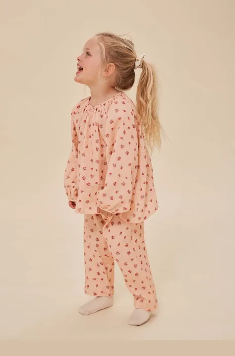 Παιδικό βαμβακερό παντελόνι Konges Sløjd χρώμα: ροζ