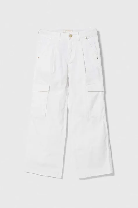 Дитячі штани Guess колір білий однотонні