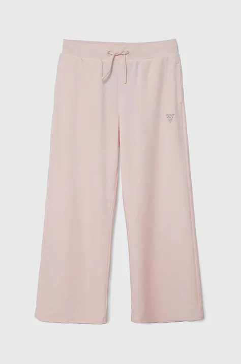 Παιδικό βελούδινο παντελόνι φόρμας Guess χρώμα: ροζ