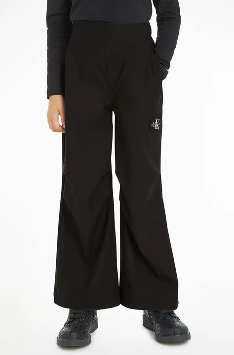 Calvin Klein Jeans spodnie dziecięce kolor czarny gładkie
