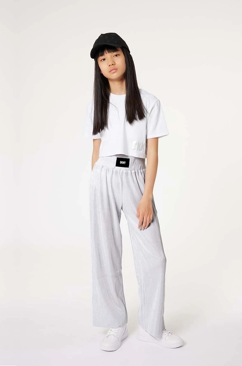 Dkny pantaloni copii culoarea gri, modelator