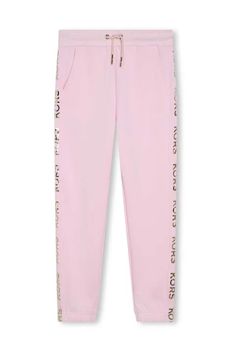 Παιδικό βαμβακερό παντελόνι Michael Kors χρώμα: ροζ