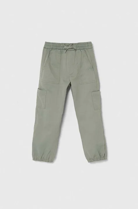 Dětské kalhoty Abercrombie & Fitch zelená barva, hladké