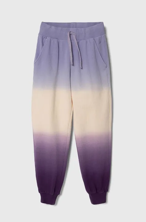 United Colors of Benetton pantaloni de trening din bumbac pentru copii culoarea violet, modelator