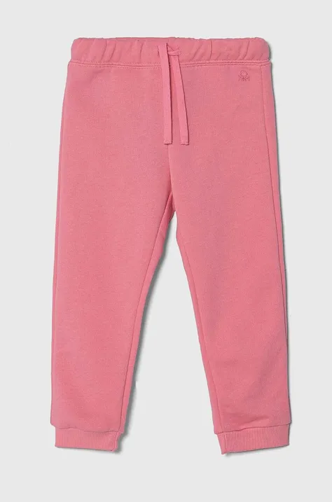 Детские хлопковые штаны United Colors of Benetton цвет розовый однотонные