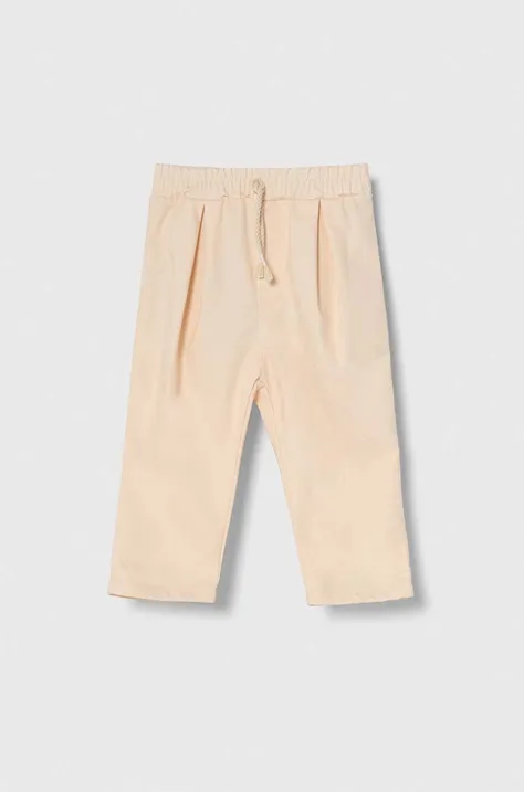 Kojenecké kalhoty United Colors of Benetton oranžová barva, hladké