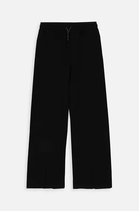 Coccodrillo pantaloni de trening din bumbac pentru copii culoarea negru, neted