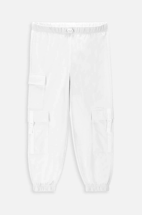 Coccodrillo pantaloni de bumbac pentru copii culoarea alb, neted