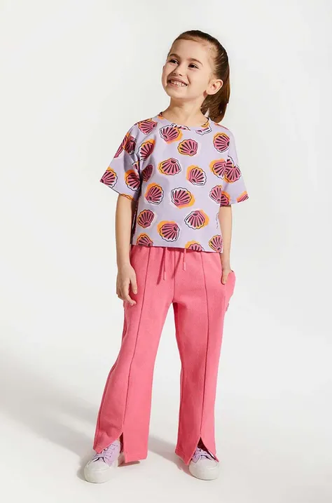 Дитячі бавовняні штани Coccodrillo колір рожевий однотонні
