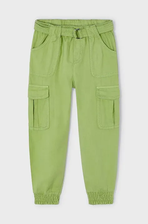 Дитячі штани Mayoral колір зелений однотонні