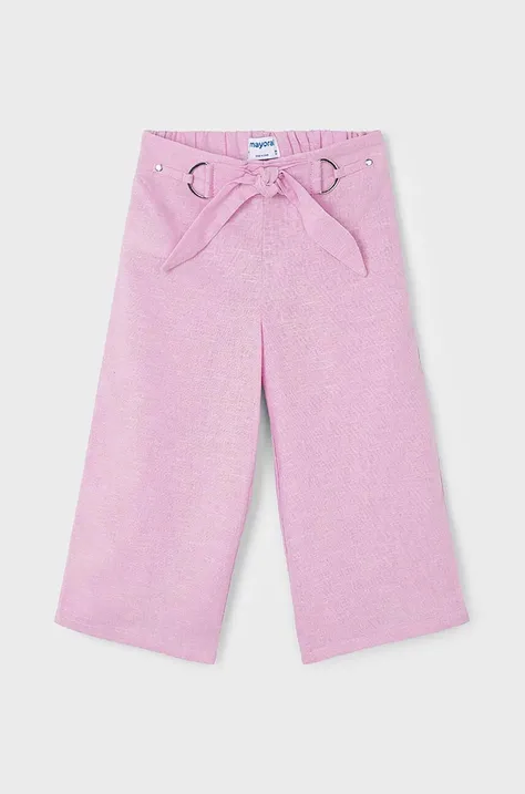 Mayoral pantaloni in lino per bambini colore violetto