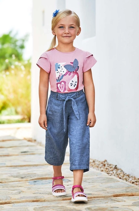 Mayoral pantaloni in lino per bambini colore blu