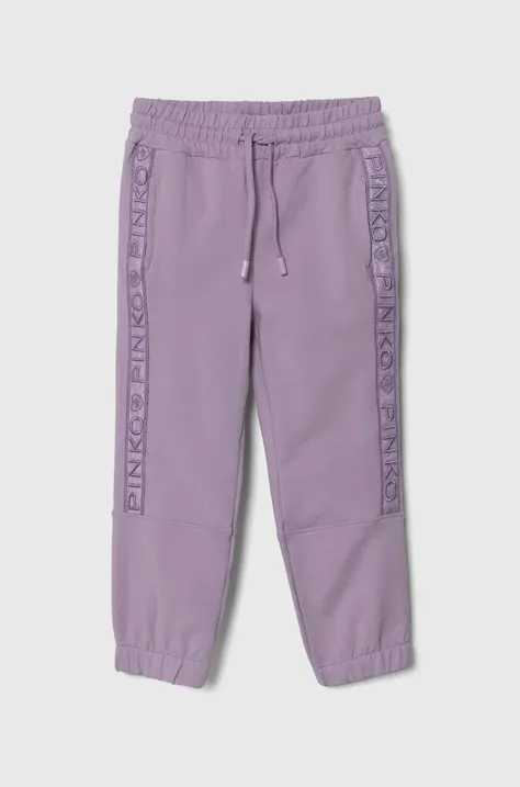 Pinko Up pantaloni de trening pentru copii culoarea violet, cu imprimeu