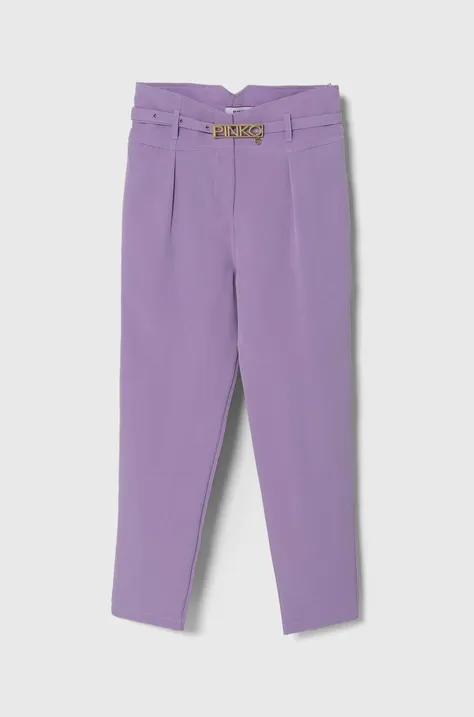 Pinko Up pantaloni copii culoarea violet, neted