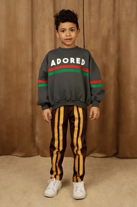 Mini Rodini pantaloni de trening pentru copii culoarea maro, cu imprimeu