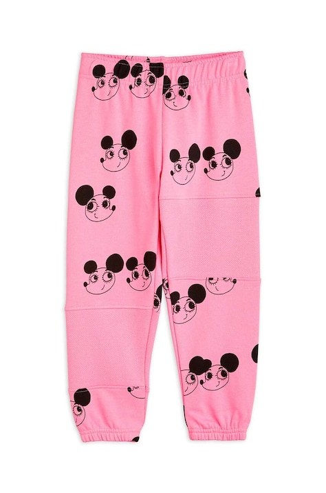 Mini Rodini spodnie dresowe bawełniane dziecięce kolor różowy wzorzyste