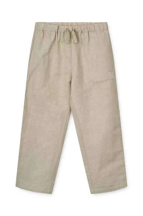 Detské nohavice s prímesou ľanu Liewood Orlando Linen Pants béžová farba, jednofarebné
