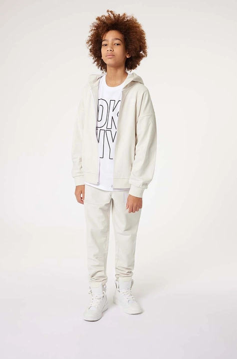 Dkny pantaloni tuta in cotone bambino/a colore bianco