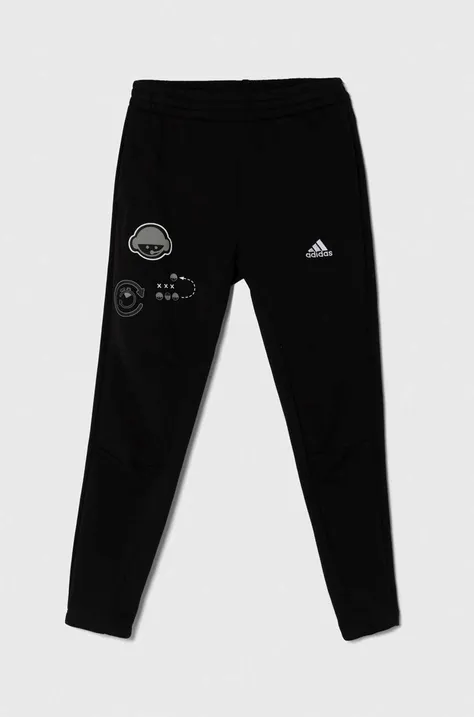 Дитячі спортивні штани adidas колір чорний з принтом