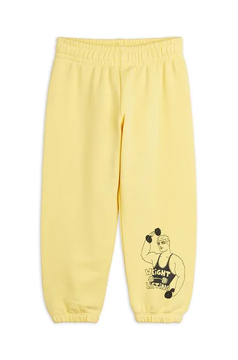 Детские хлопковые штаны Mini Rodini цвет жёлтый однотонные