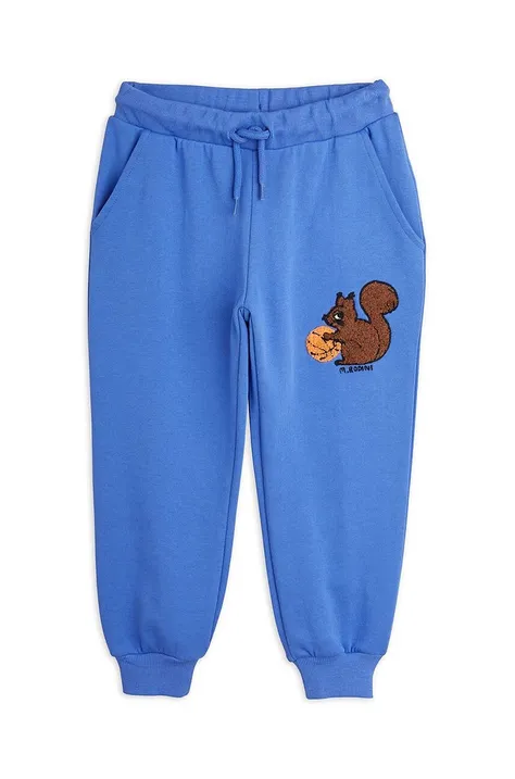 Mini Rodini pantaloni tuta in cotone bambino/a  Squirrels colore blu con applicazione