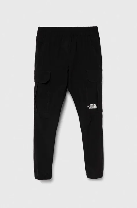 The North Face pantaloni de trening pentru copii WOVEN CARGO PANT culoarea negru, neted