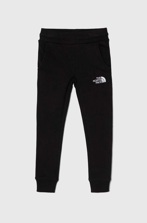 The North Face pantaloni de trening din bumbac pentru copii DREW PEAK LIGHT JOGGERS culoarea negru, neted