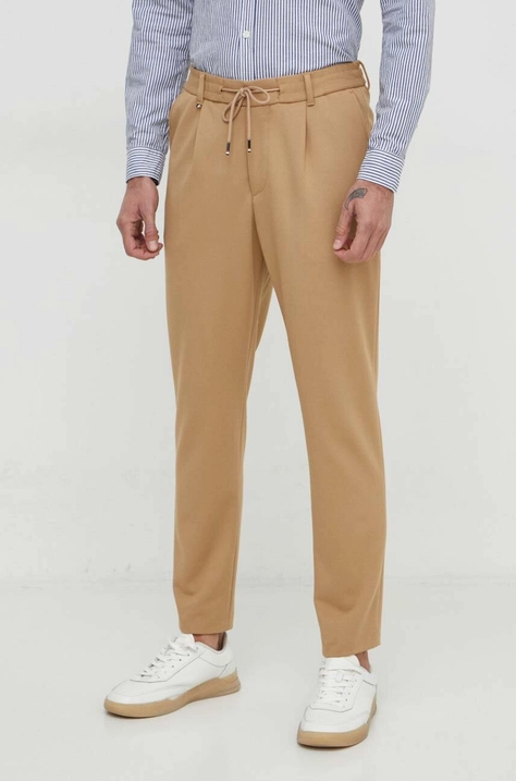 BOSS pantaloni bărbați, culoarea bej, drept 50509536