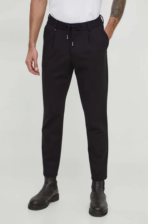 Kalhoty BOSS pánské, černá barva, jednoduché, 50509536