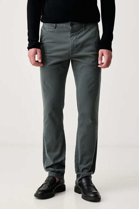 BOSS Orange Spodnie chinos męskie bawełniane z elastanem Chino_slim zielone regular waist 50510933