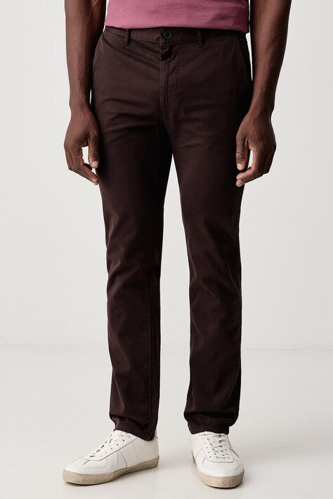 BOSS Orange Spodnie chinos męskie bawełniane z elastanem Chino_slim brązowe regular waist 50510933