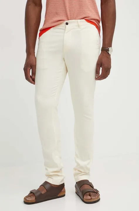 Tommy Hilfiger pantaloni barbati, culoarea bej, mulata